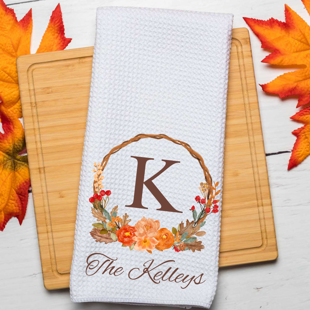 Fall Floral Personalized Kitchen Towel
