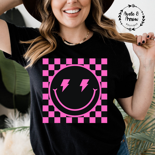 Checkered Smile Graphic Tee