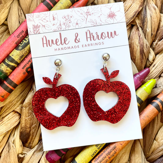 Apple Heart Dangle Earrings