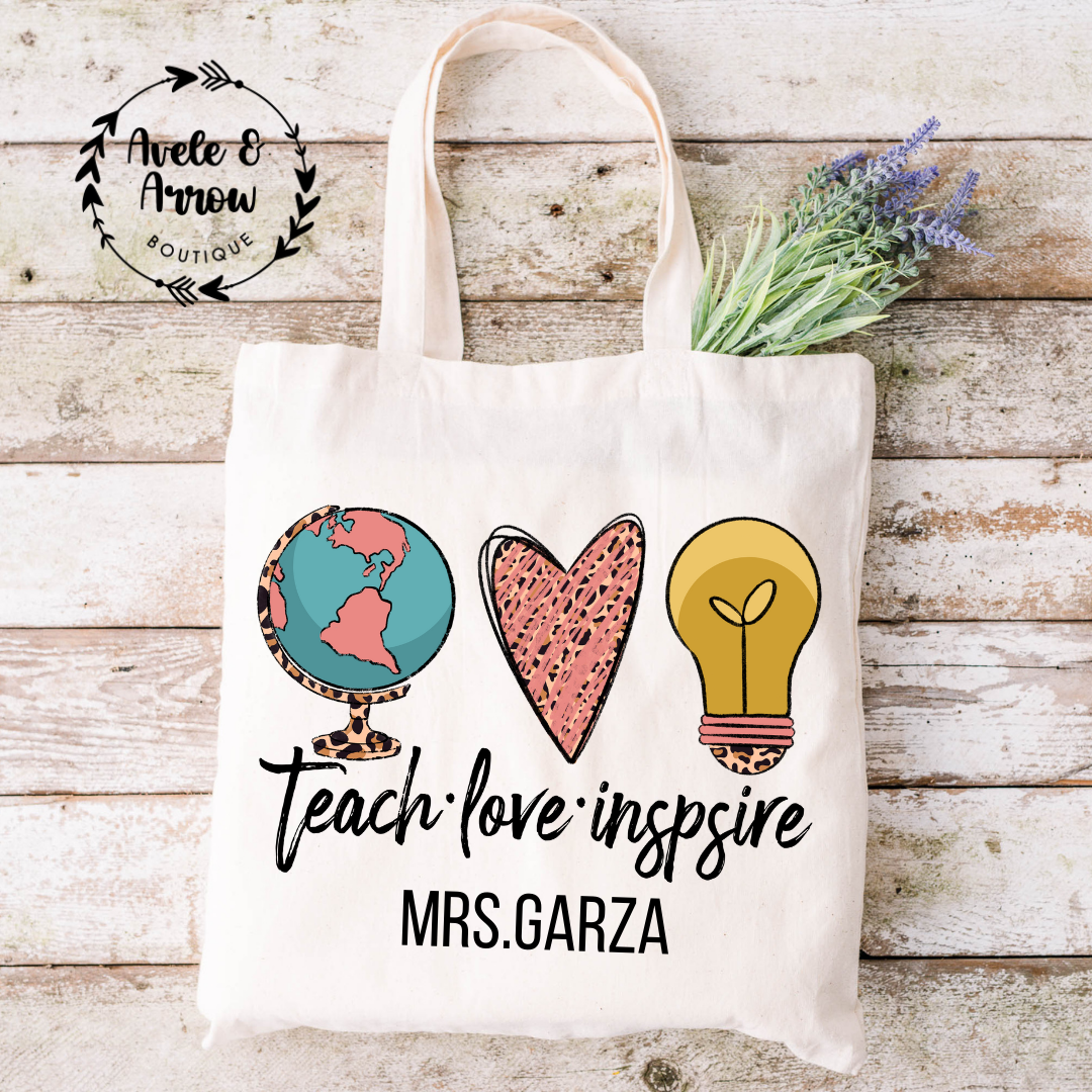 Teach Love Inspire Personalized Tote Bag