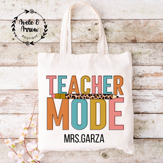 Teacher Mode Personalized Tote Bag