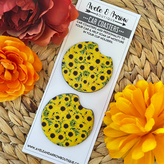 Bright Sunflowers Car Coasters